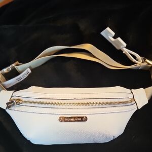 Michael Kors White Belt Bag with gold accents